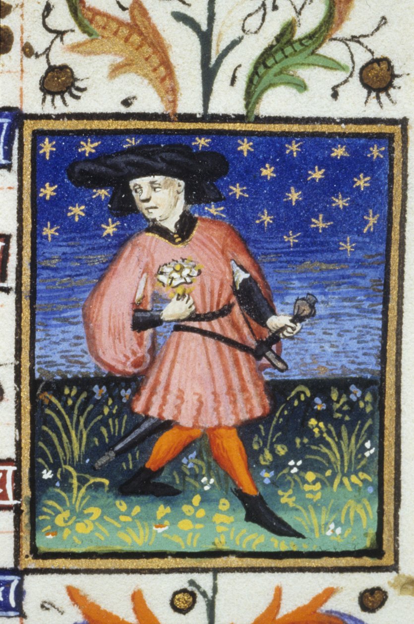 Alegorické znázornění April- Muž sbírající sedmikrásky od Unknown artist