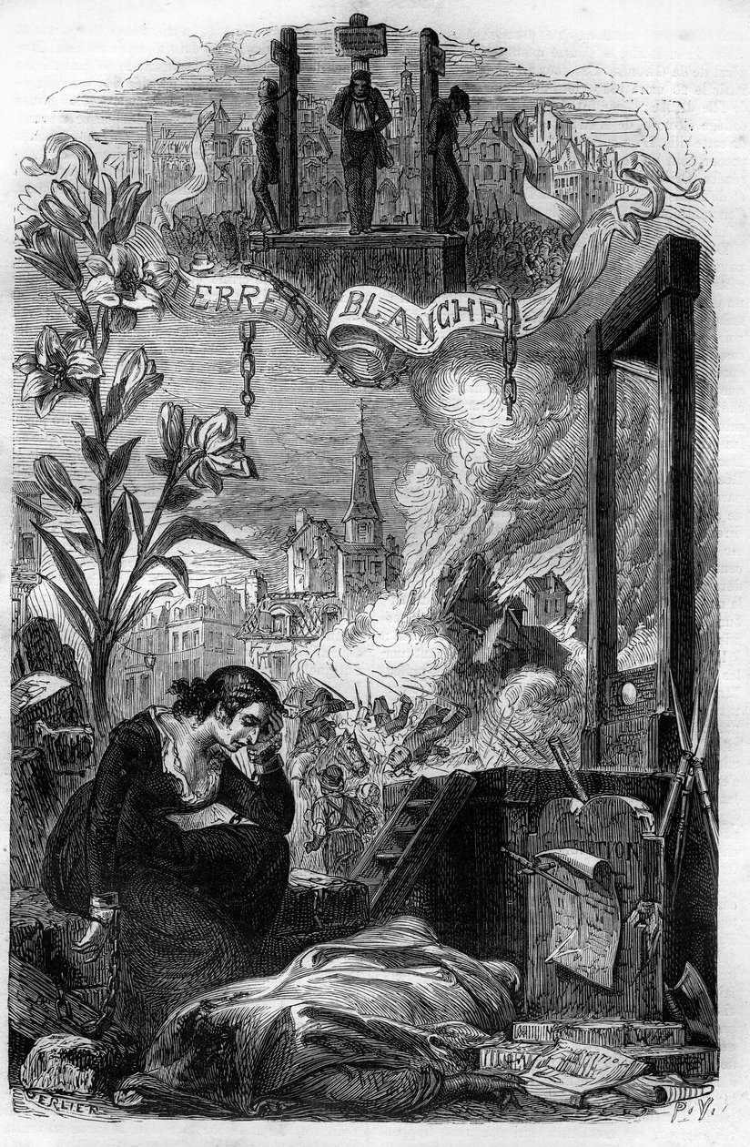 Alegorie La Terreur Blanche ve Francii v roce 1815 (královská reakce, která proběhla po pádu Napoleona proti bonapartistům a bývalým revolucionářům.) Rytina 19. stol. od Unknown artist