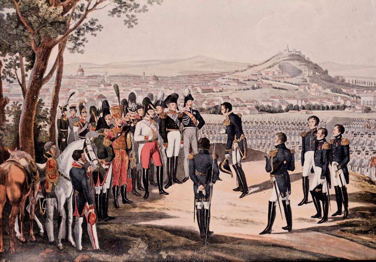 Spojenci Pruska pod Schwartzenbergem porazili Francouze pod Marmontem/Mortierem (rytina) od Unknown artist