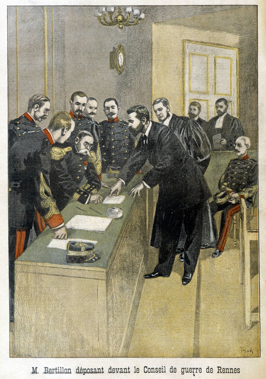 Alphonse Bertillon svědčící před válečnou radou v Rennes (případ Dreyfus) - v „“Le Petite Journal“ od Unknown artist