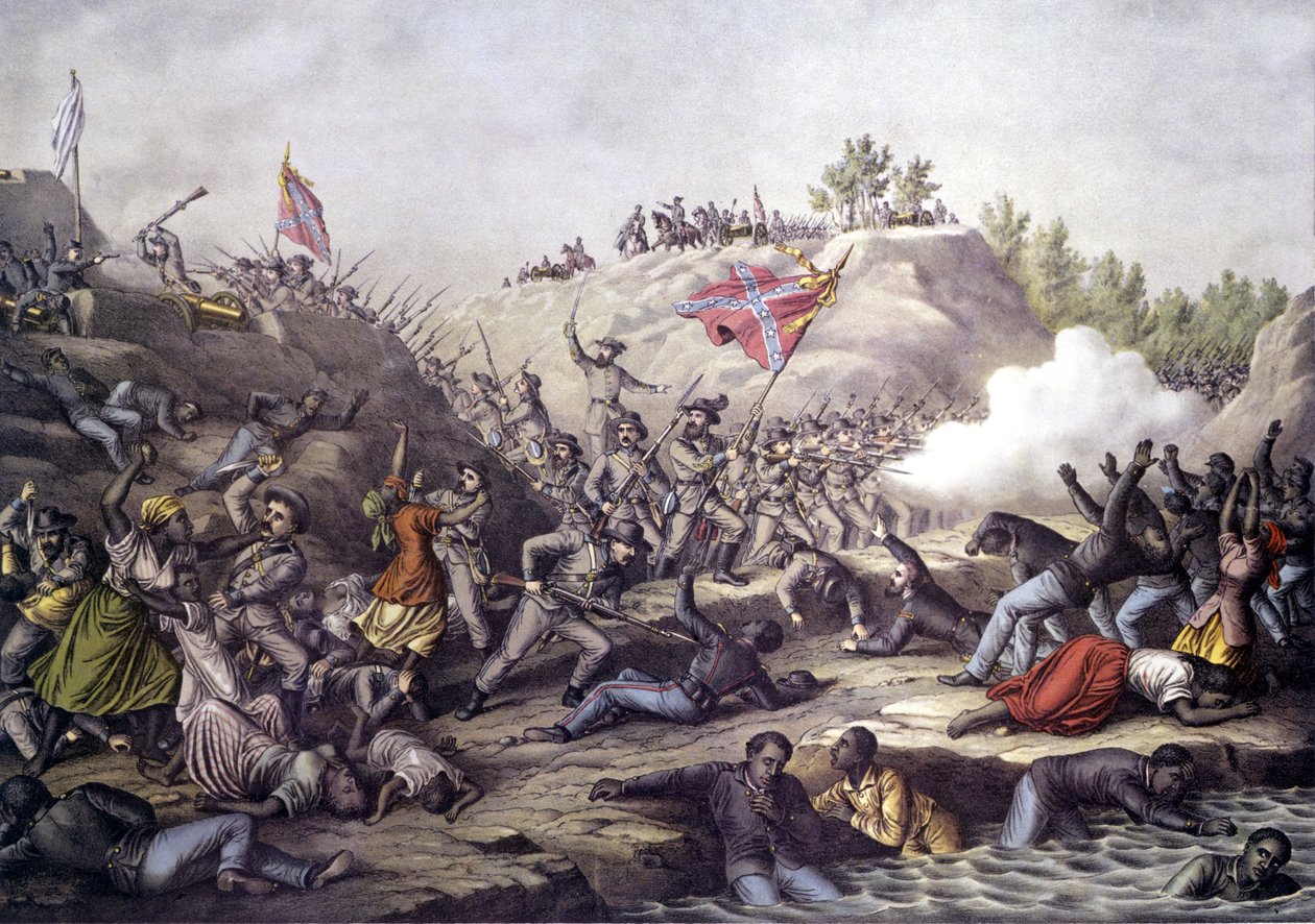 Americká občanská válka (1861 - 1865): Bitva o Fort Pillow, Tennessee, 12. dubna od Unknown artist