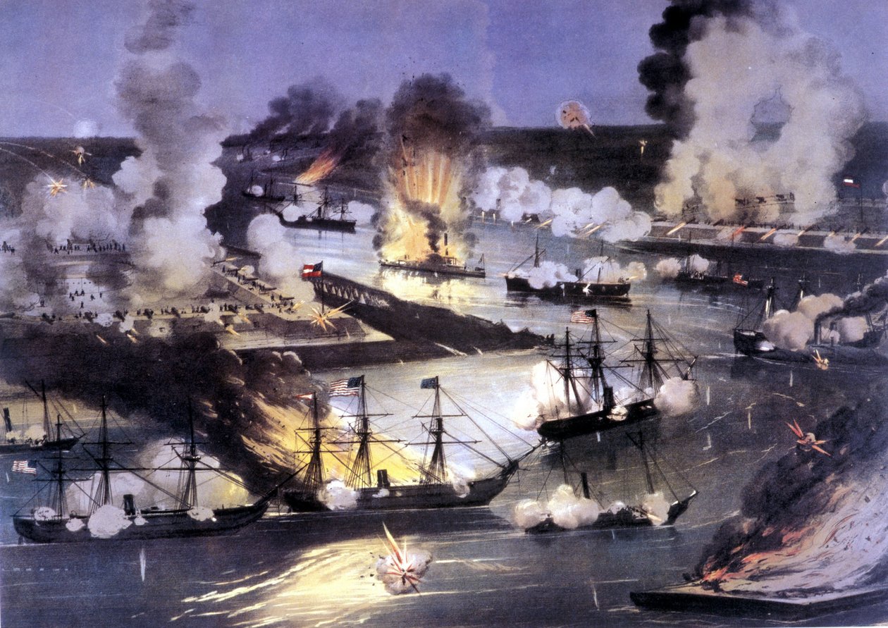 Americká občanská válka (1861 - 1865): námořní bitva o Mississippi od Unknown artist