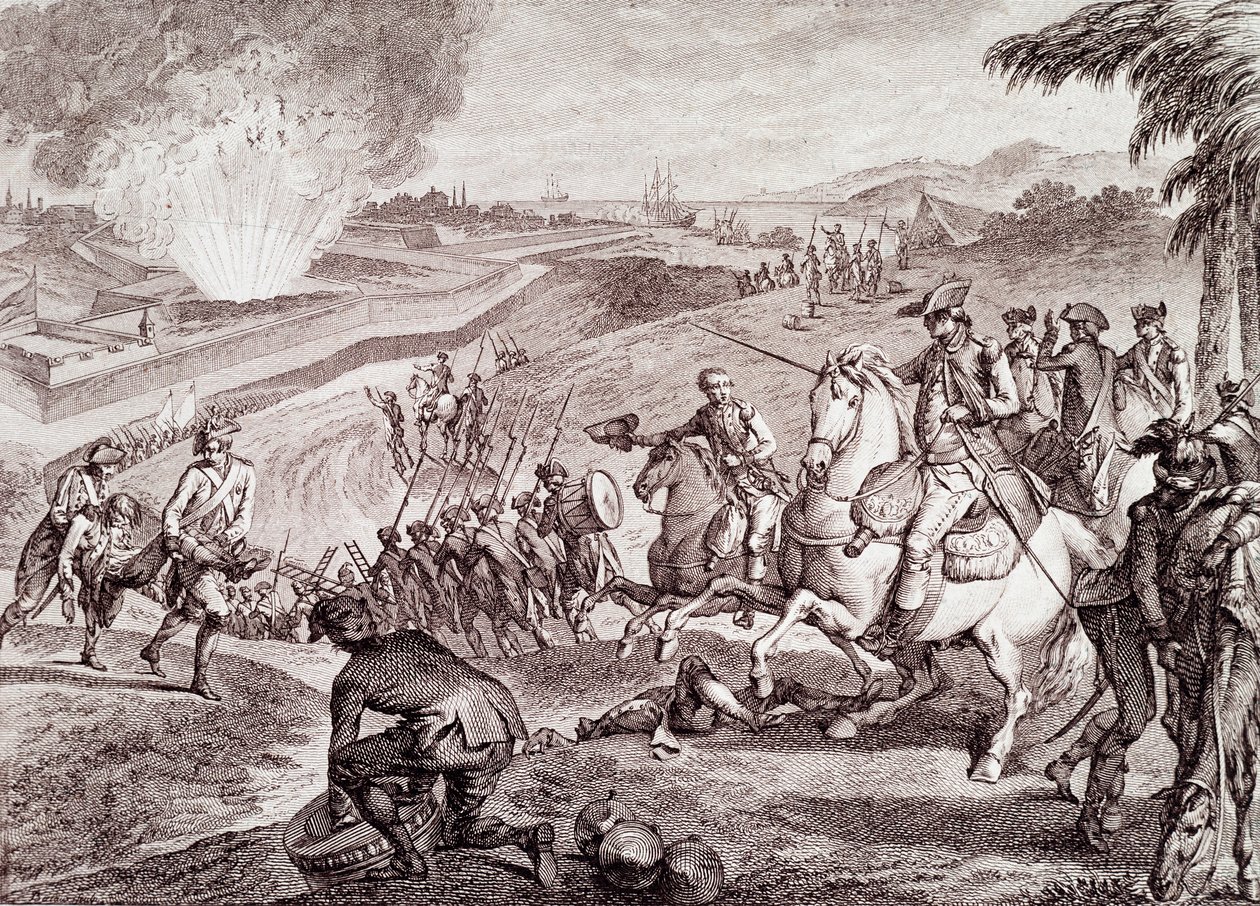 Americká revoluční válka: Obležení Pensacoly a vítězství španělské armády (rytina z 19. století) od Unknown artist