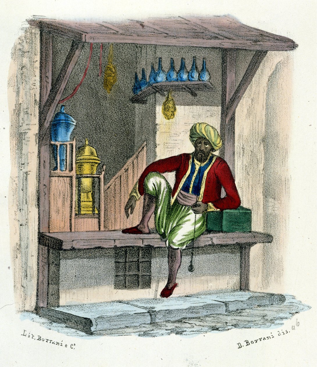 Arabský prodavač, rytina kolem roku 1850. od Unknown artist