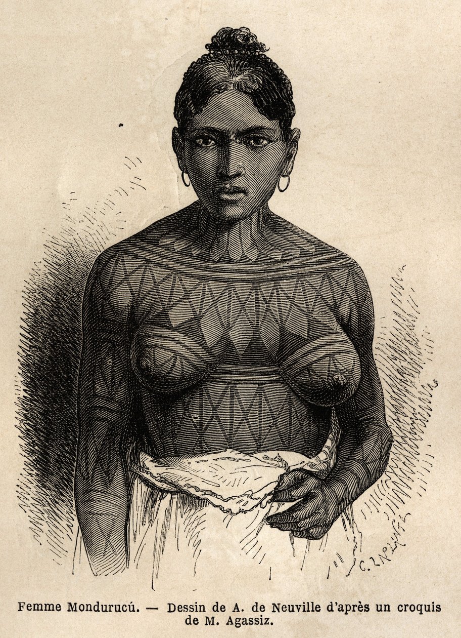 Indka Mondurucu (nebo Mundurucu), kmen státu Para, v oblasti řeky Tapajos od Unknown artist