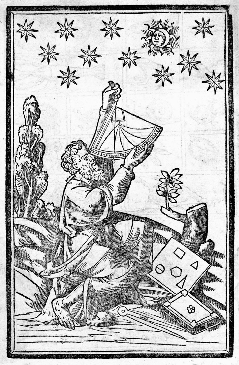 Astrolog měří výšku během zatmění Měsíce. od Unknown artist