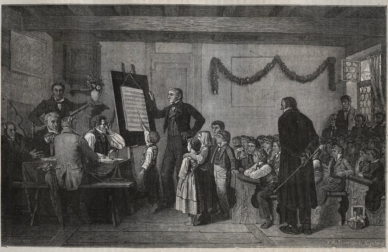 Zkouška ve švýcarské škole - rytina v „La suisse“ od Julese Gourdaulta od Unknown artist