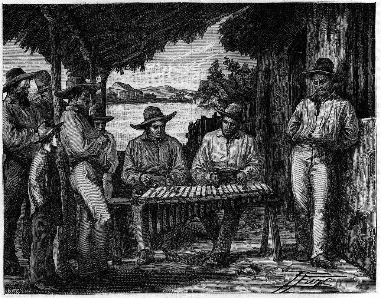 Orchestr mexické marimby (xylofon). od Unknown artist