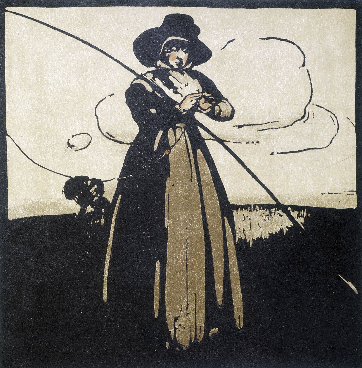 Rybaření: Žena připravuje její háček - kalendář od Unknown artist