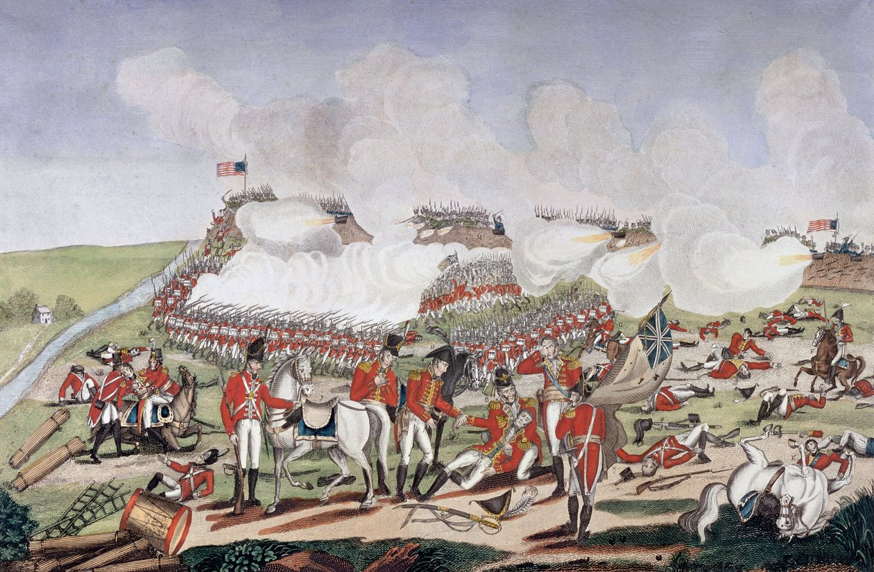 Anglo-americká válka 1812 (druhá válka za nezávislost): Smrt generála Edwarda Pakenhama (1778-1815) během bitvy o New Orleans (Louisiana, USA) od Unknown artist