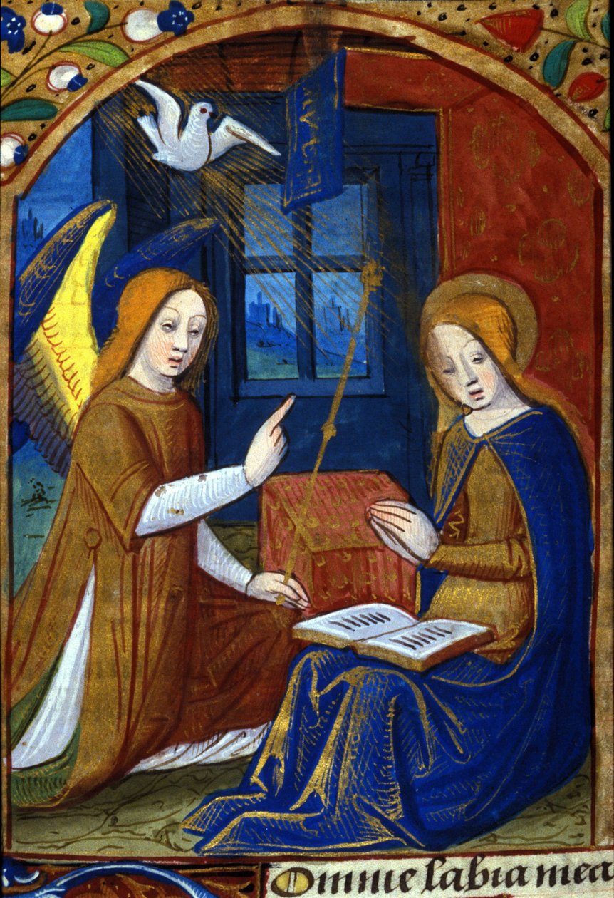 Zvěstování. Rukopis 15. století. Biblioteca Nazionale Braidense, Milán. od Unknown artist