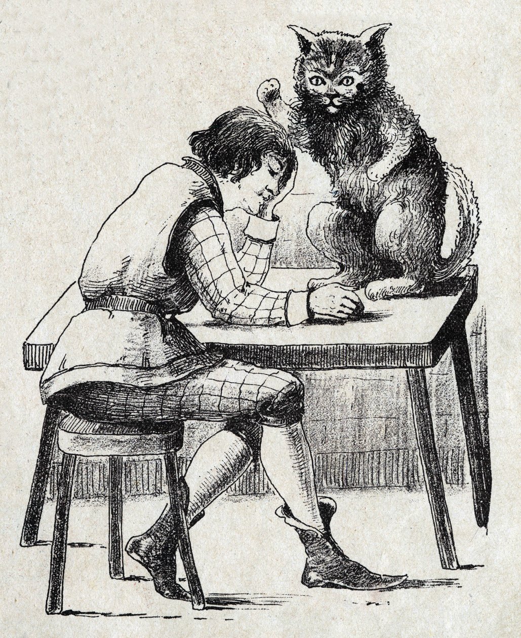Anonymní ilustrace k „“Le chat Botte“, příběh Charlese Perraulta (1628-1703), francouzského spisovatele. Snímky Marcel Vagne, Jarville Nancy, nedatováno (konec 19. století). od Unknown artist