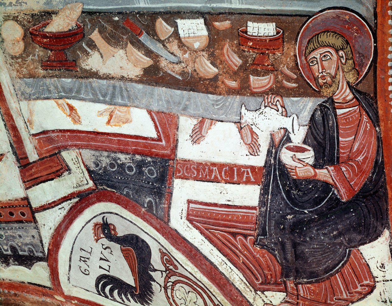 Apoštol podávající víno, detail (freska od Unknown artist