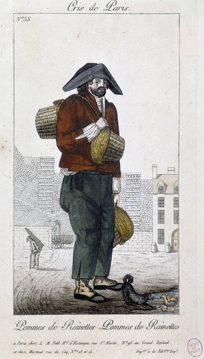 Obchodník s jablky - v „“ Cris de Paris“, deb. 19. století od Unknown artist