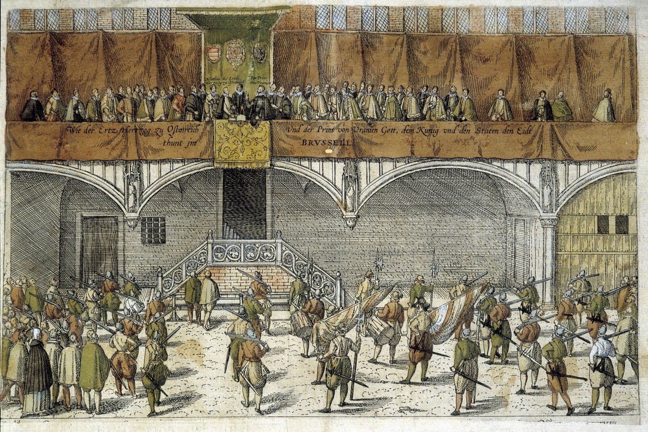 Archeduc Mathias a princ Oranžský skládají přísahu chránit svobodu Nizozemska od Unknown artist