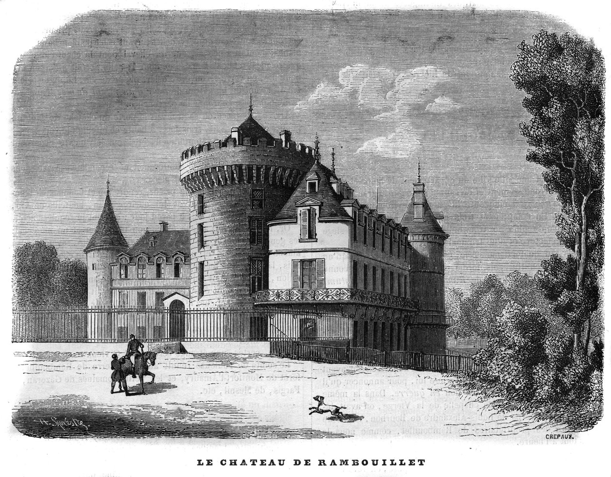 Architektura: vnější pohled na Chateau de Rambouillet (14.-15. století, předělaný v průběhu století). od Unknown artist