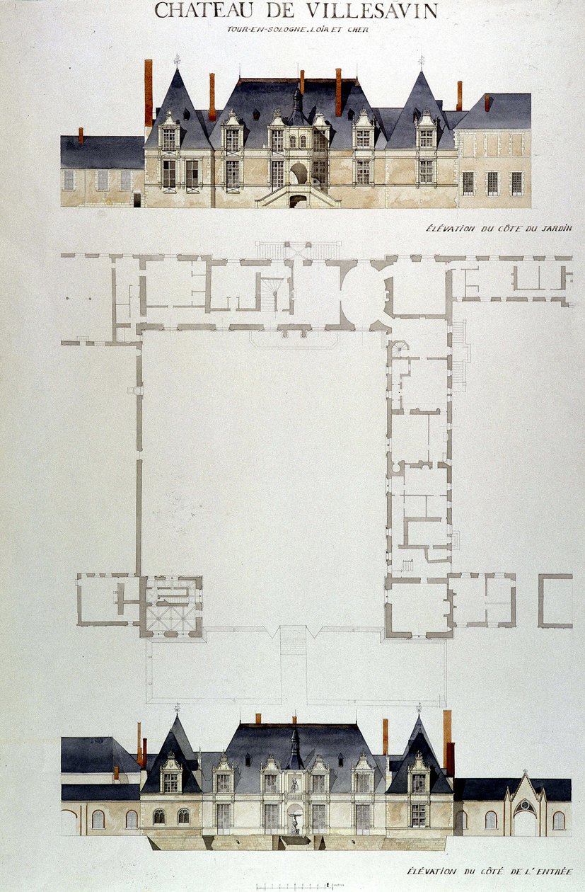 Architektura Château de Villesavin, Tour v Sologne, Loir et Cher (41) od Unknown artist
