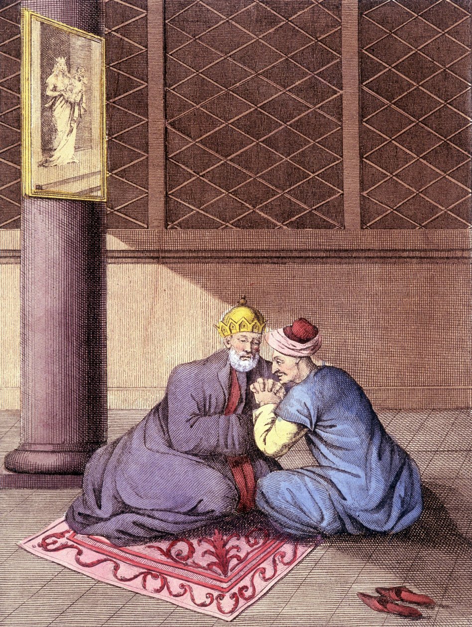 Arménský biskup naslouchající zpovědím muže. od Unknown artist