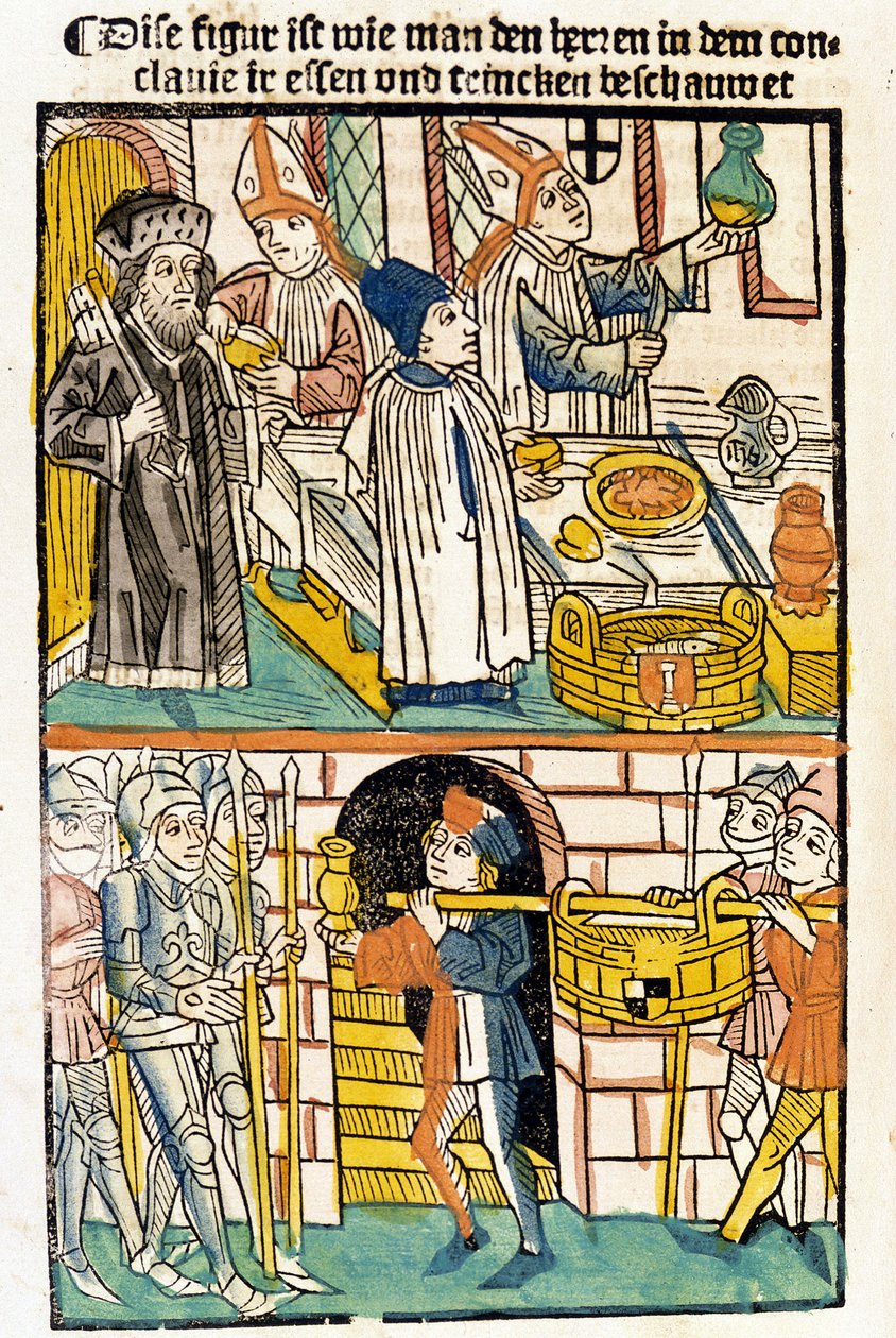 Příjezd potravin, aby se mohli najíst členové kostnického koncilu (1417), během kterého byl zvolen papež Martin V. "Das Concilium" od Unknown artist