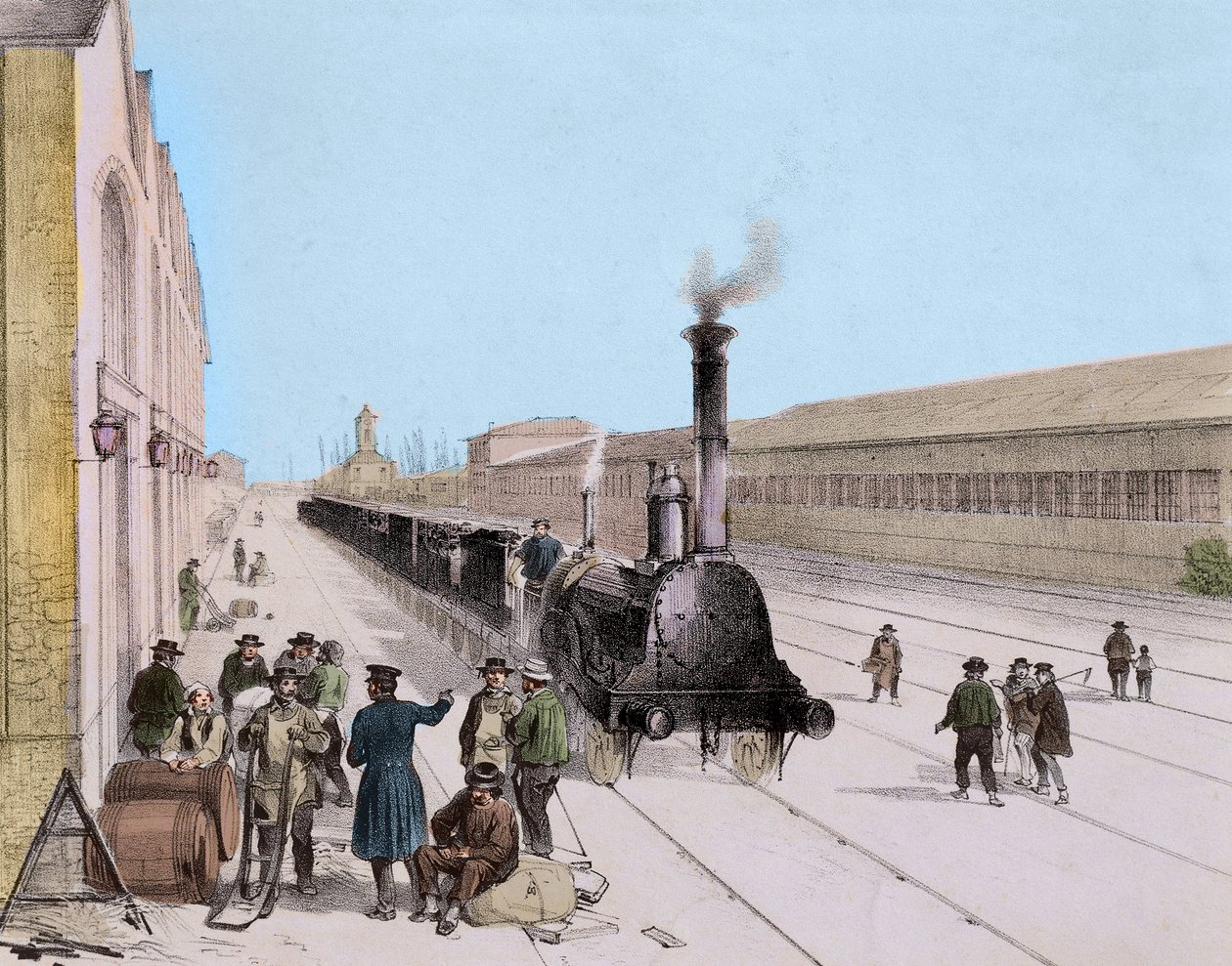 Příjezd nákladního vlaku Paris Orleans Line - Rytina 19. století - Sbírka Privee od Unknown artist