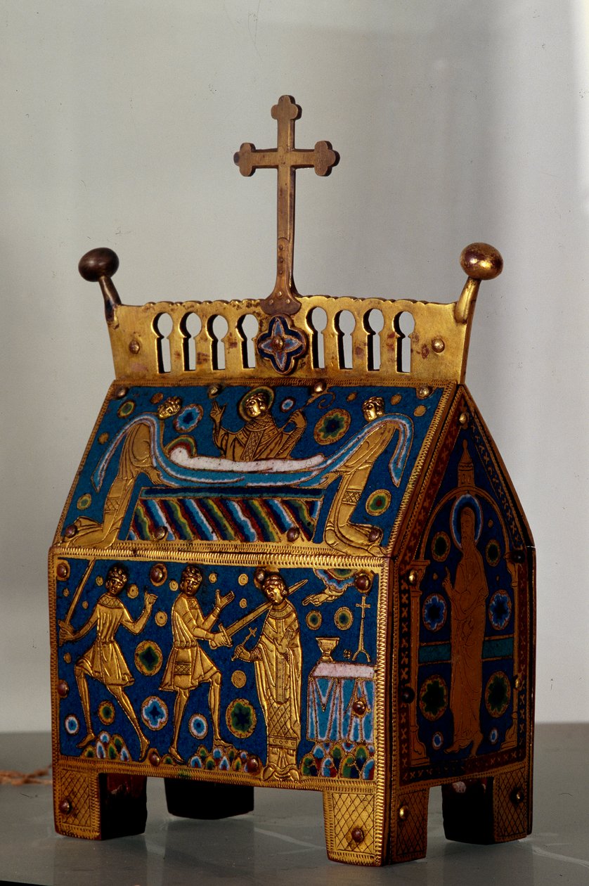 Umělecký předmět: relikviář ve smaltu, zlatě a mědi od svatého Thomase Becketa (1118-1170), arcibiskupa z Canterbury. Je ozdobou reprezentací atentátu na Archeveque dne 29. 12. 1170 v Cathedrale of Cantorbery a jeho pohřbu. 13. století od Unknown artist
