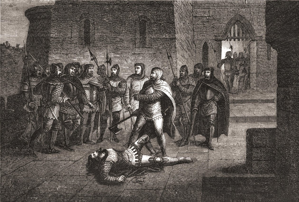 Atentát na Etienna Marcela v roce 1358 - v „Dějinách Francie“ od Henriho Martina od Unknown artist