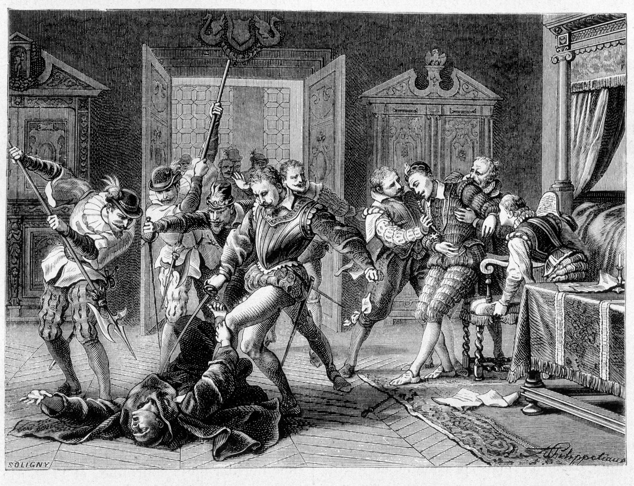 Zavraždění Jindřicha III. (1551 - 1589) Jacquesem Clémentem v roce 1589 od Unknown artist