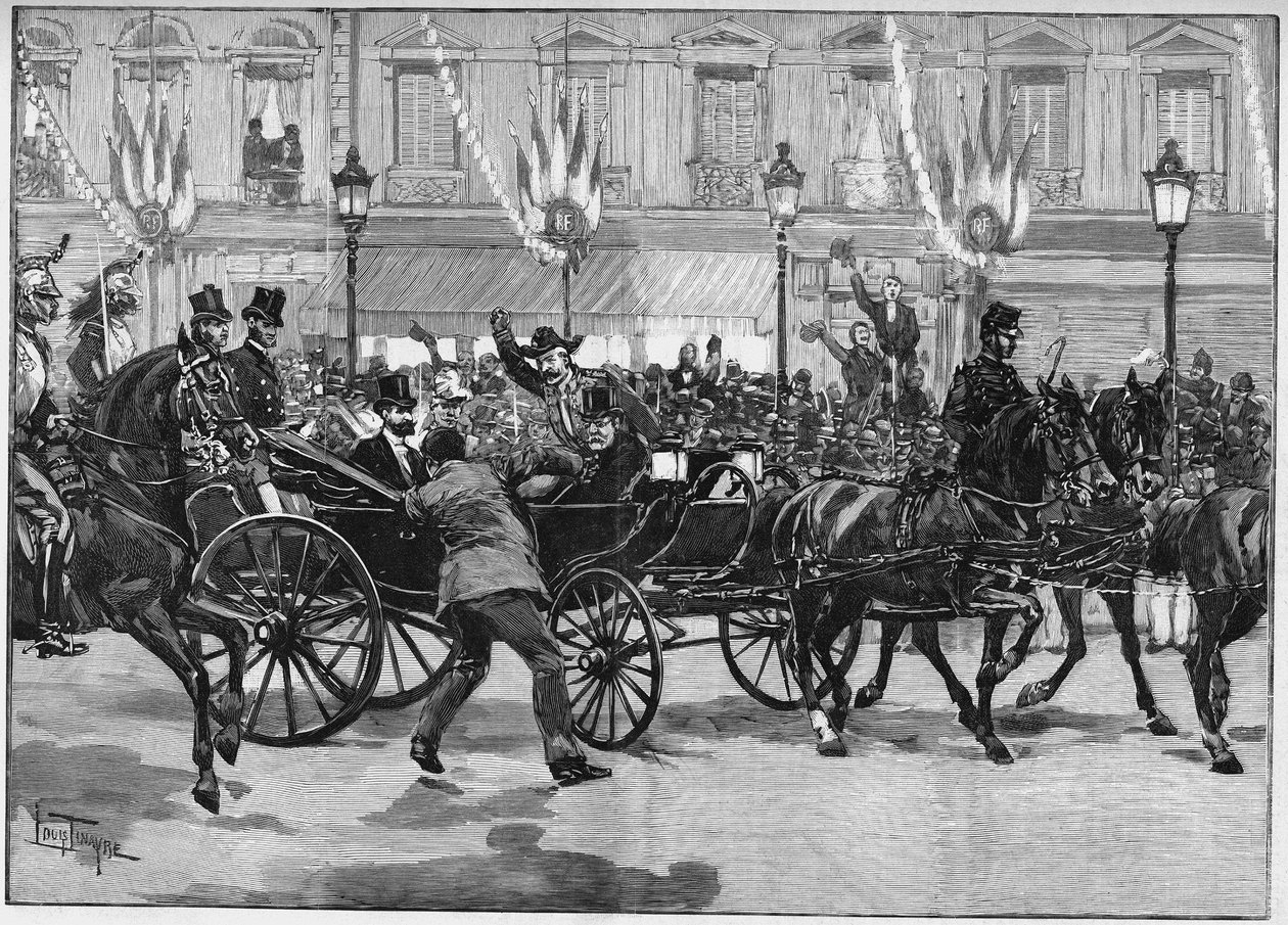 Atentát na prezidenta republiky Sadiho Carnota (1837-1894), který provedl anarchista Caserio. 24. června 1894. od Unknown artist