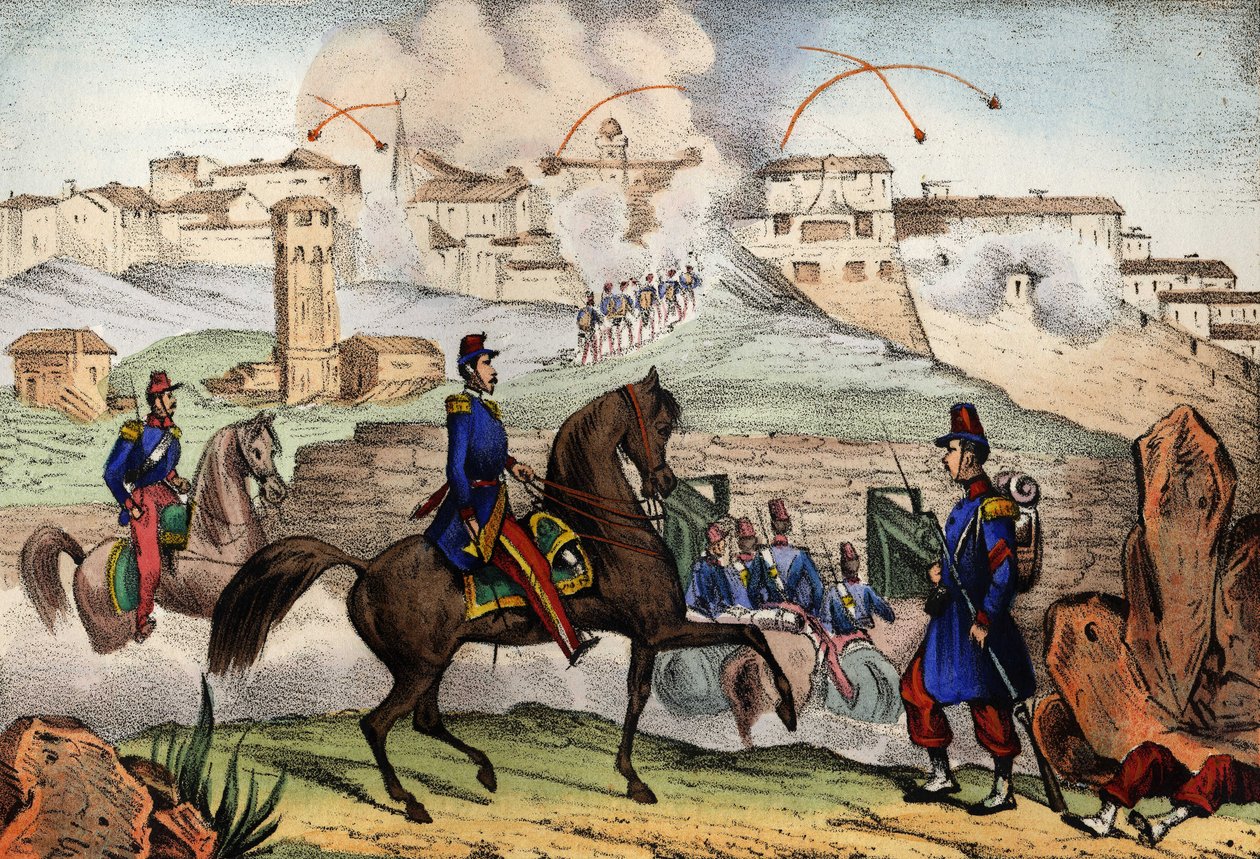 Útok na Constantine, Alžírsko, po 7denním obléhání generálem Danrémontem z Francouzské Armee of Africa dne 13. října 1839. V “” Storia d