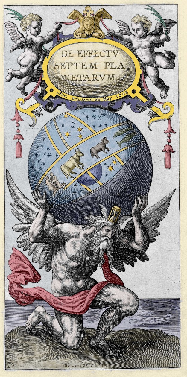 Atlas nesoucí svět. Rytina z počátku 17. století. od Unknown artist