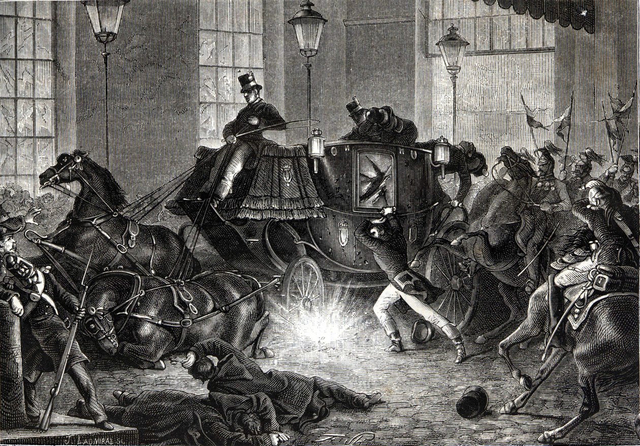 Útok Felice Orsiniho proti Napoleonovi III. 1. 1. 1858 - v „“L