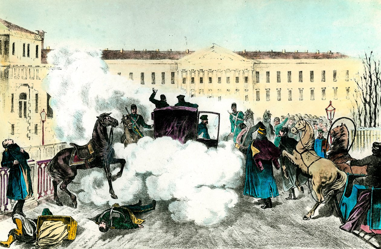 Útok cara: Atentát na ruského císaře Alexandra II. (1818-1881) v Petrohradě od Unknown artist