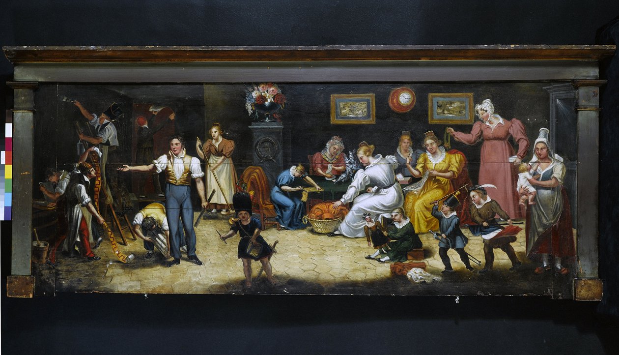 Dobrému otci. Čalouník-dekoratér zn. Rue Mouffetard, 5. obvod, Paříž, kolem roku 1825 (cedule) od Unknown artist