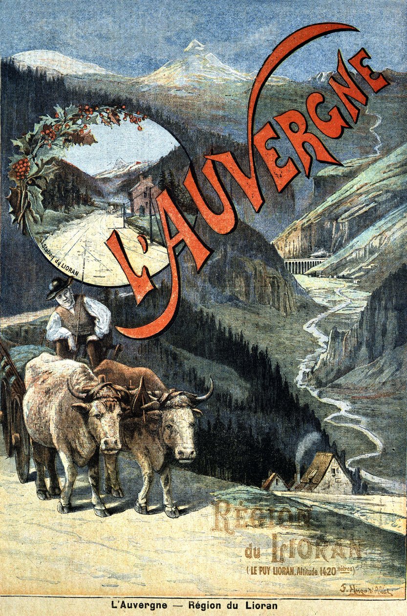 Pohoří Auvergne, oblast Lioran, turistická reklama, konec 19. století od Unknown artist