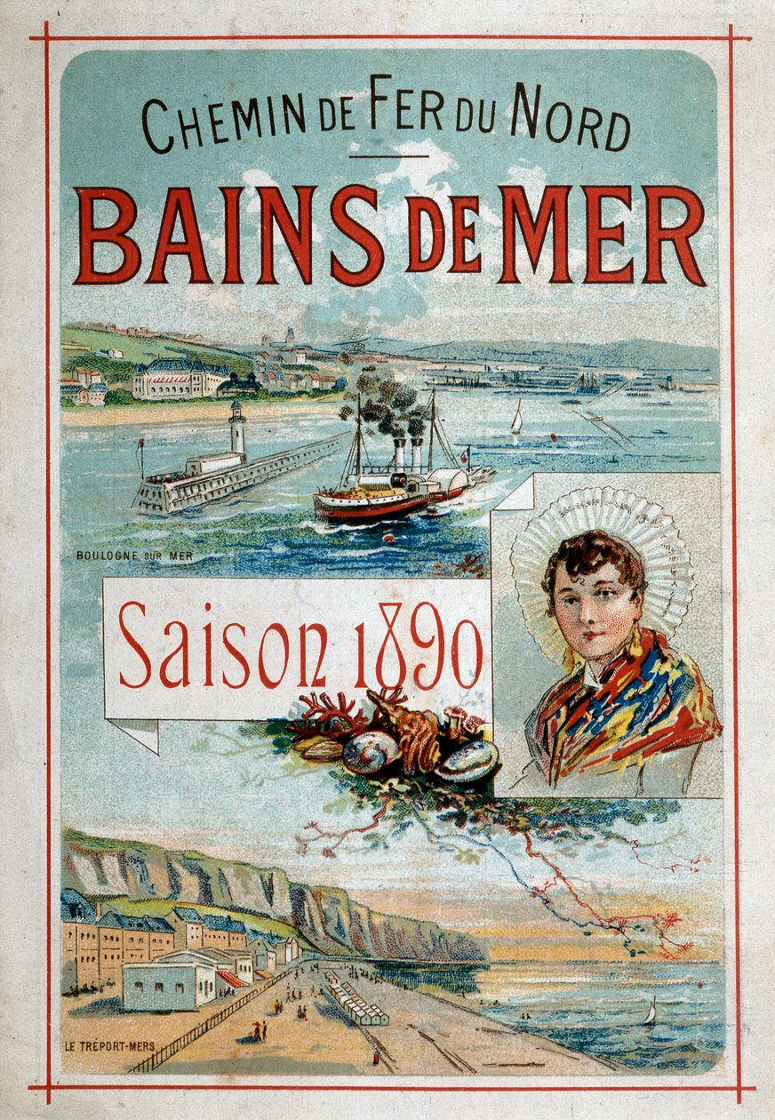Bains de mer: Boulogne-sur-Mer, Le Treport - reklamní plakát severní dráhy od Unknown artist