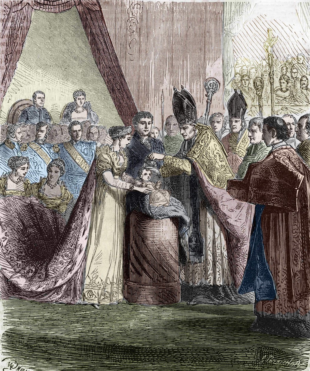 Křest Napoleona Françoise Charlese. (Napoleon II.) Římský král, syn císaře Napoleona I. (1769-1821), v Notre-Dame de Paris, 9. června 1811. od Unknown artist
