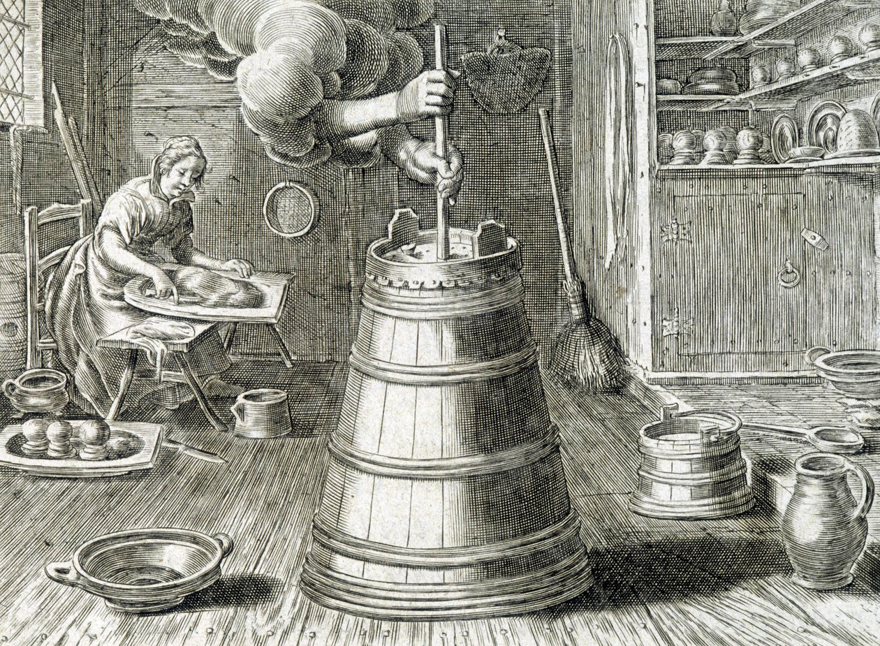 Baratte na výrobu másla a sýra - rytí od Unknown artist