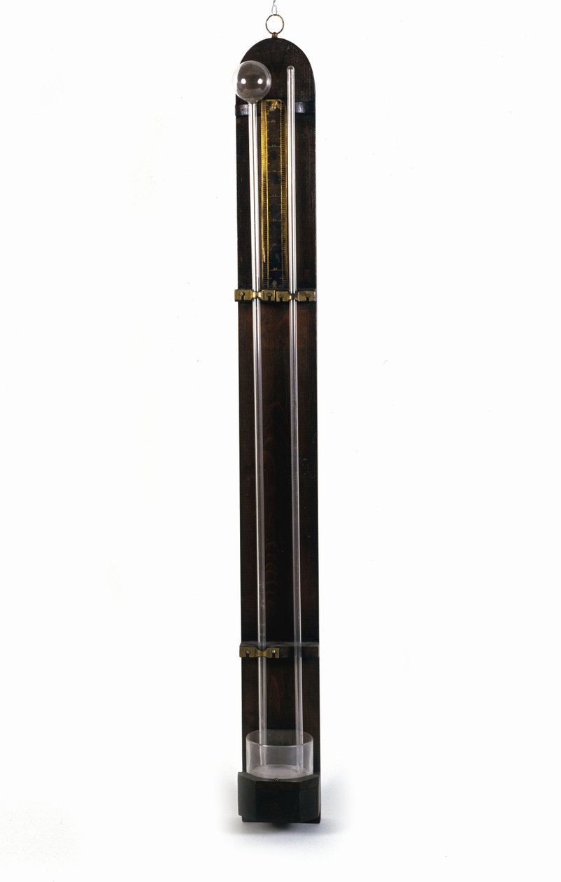 Barometr (rtuťová trubice), vynalezený Evangelistou Torricellim nebo Torricellim (1608 - 1647). Muzeum vědy a techniky. Milán od Unknown artist