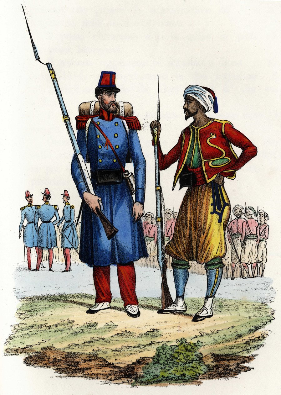 Prapor cizinecké legie zformován a poslán do Alžírska v roce 1831; prapor domorodých jezdců, zformovaný a poslán do Alžírska v roce 1841. V “” Storia d