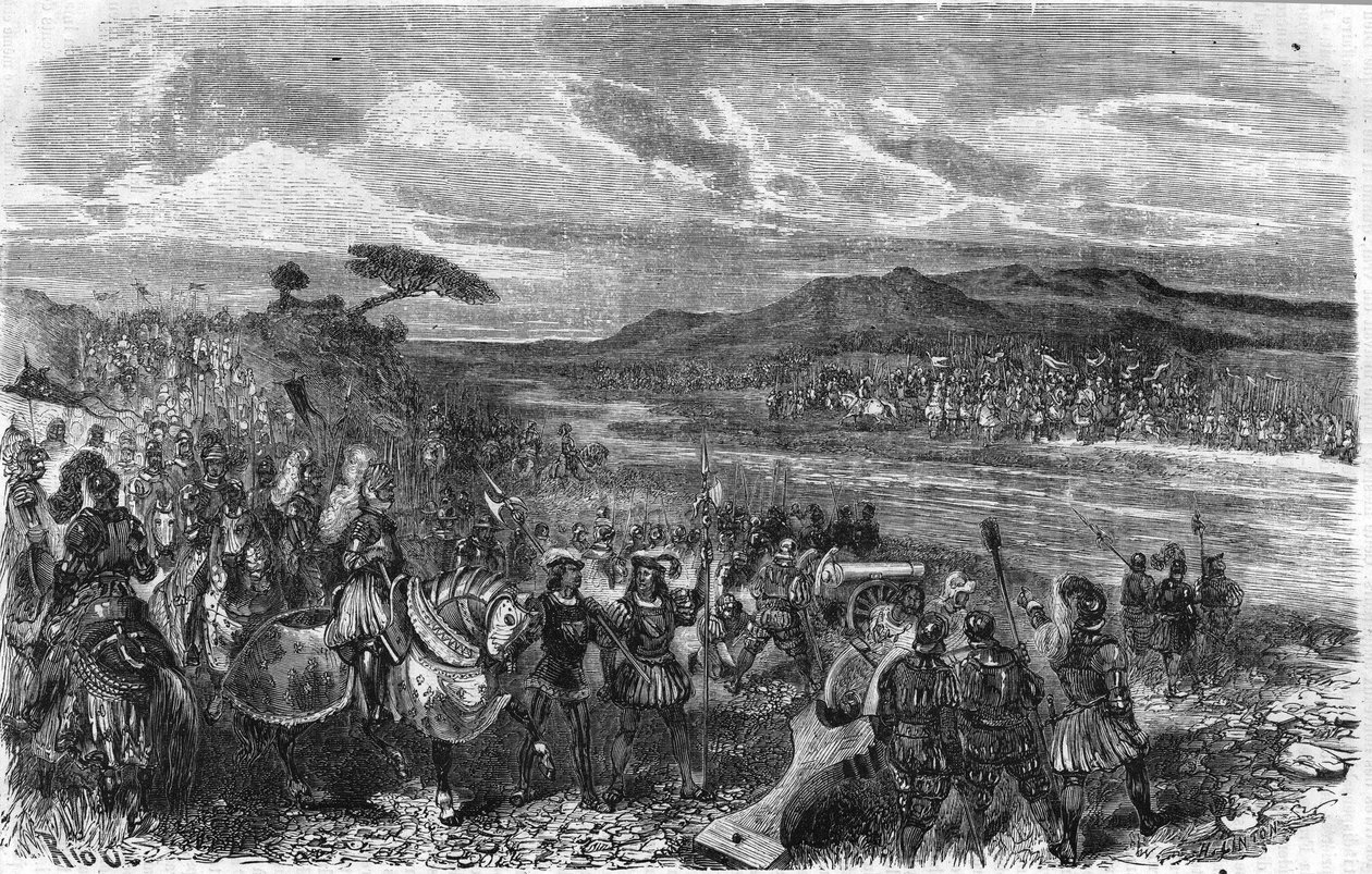 Bitva u Fornoua (Fornovo) (Itálie) pod vedením Karla VIII. dne 6. července od Unknown artist
