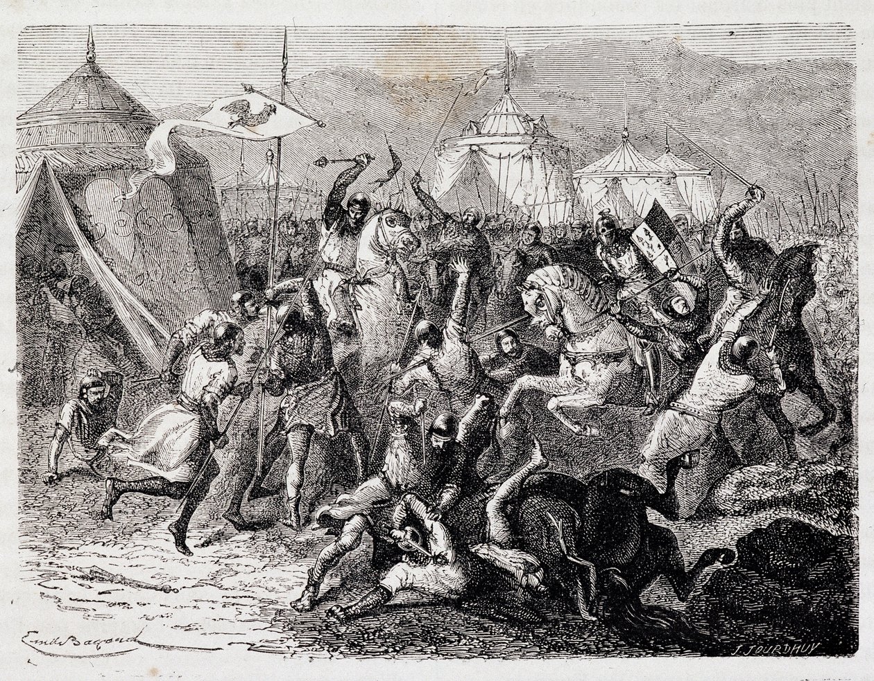 Bitva o Mount Cassel – v “”Populární historii Francie”” od Henriho Martina, Jouvet, Paříž, T.1 od Unknown artist