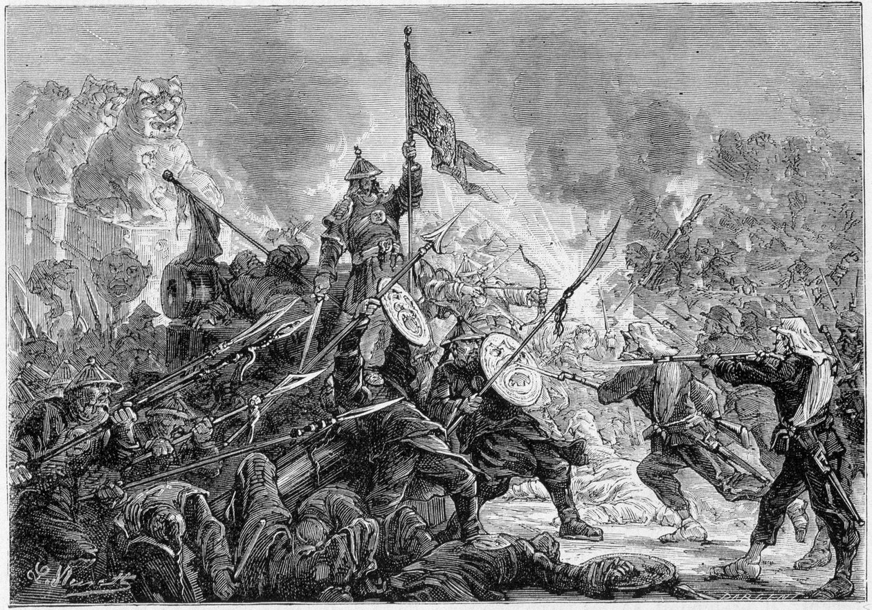 Bitva u Palikao: porážka mandžuské armády před francouzsko-britskými expedičními silami, 21.09.1860 - od Unknown artist