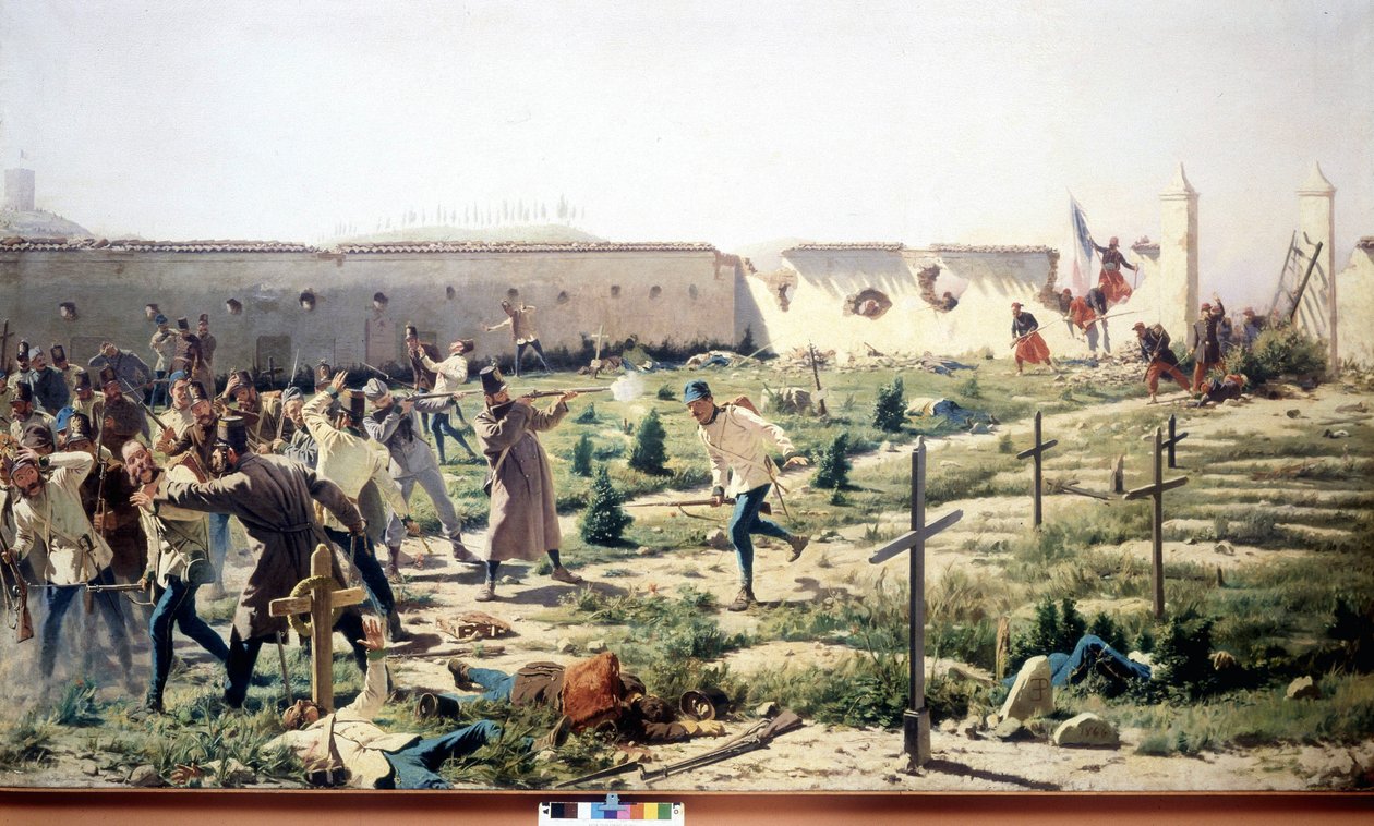 Bitva u Solferina, Lombardie, proti francouzsko-sardinské a rakouské armádě 24. června 1859. Museo del Risorgimento. Milán od Unknown artist