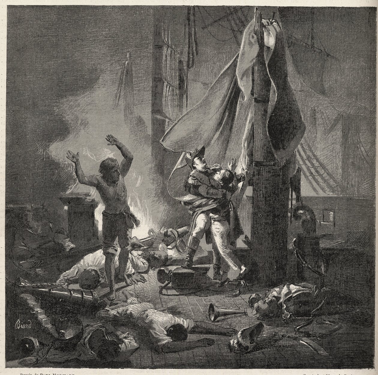 Bitva na Nilu - Bitva o Aboukir - smrt Luce a Giocante de Casabianca (Luc-Julien-Joseph Casabianca od Unknown artist