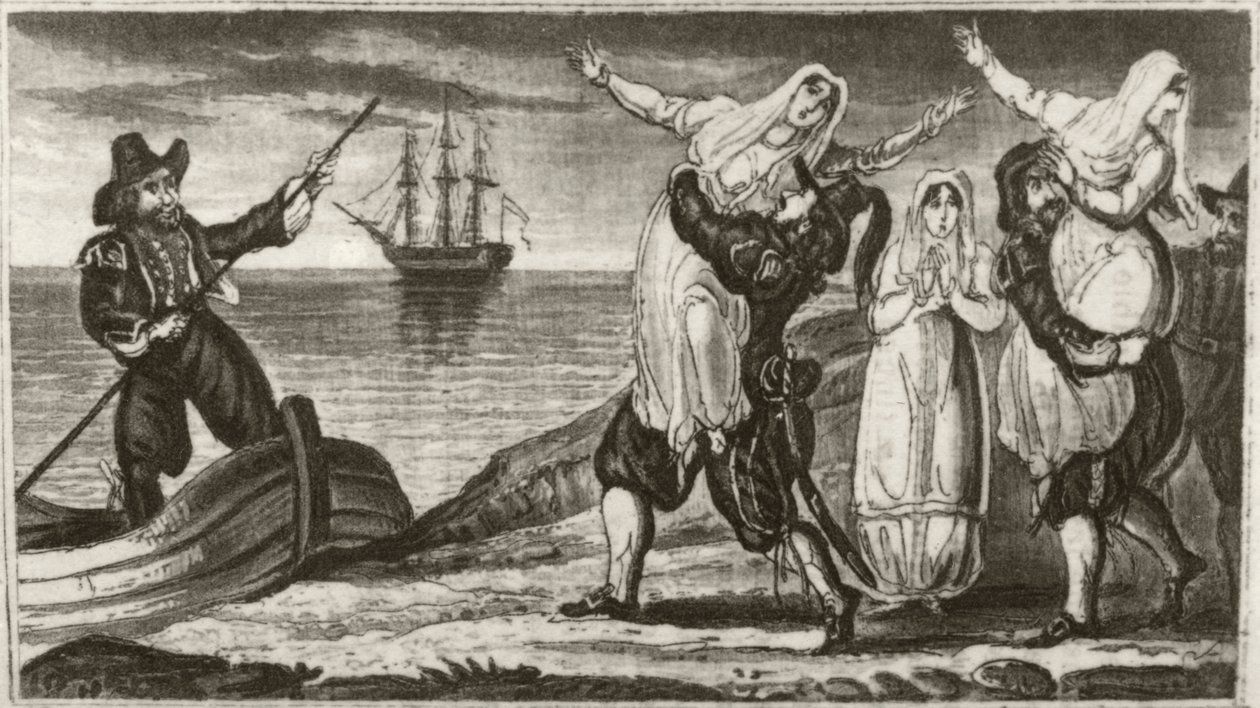 „Beakes holandský pirát a jeho posádka násilně odvádějí jeptišky ze španělského kláštera“ od Unknown artist