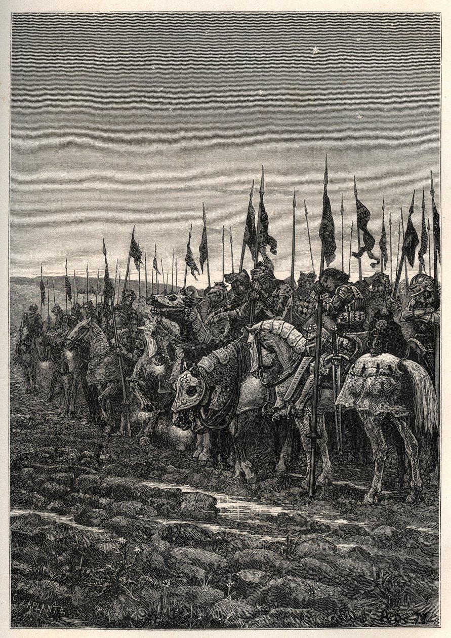 Před bitvou u Agincourtu – 100letá válka: Bitva u Azincourtu (Pas-de-Calais) 25. října od Unknown artist