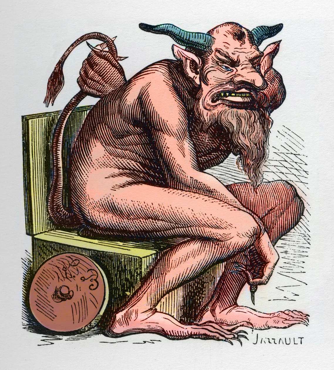 Belphegor, ilustrace z „Infernal Dictionary“ od Jacquese Albina Simon Collin de Plancy od Unknown artist