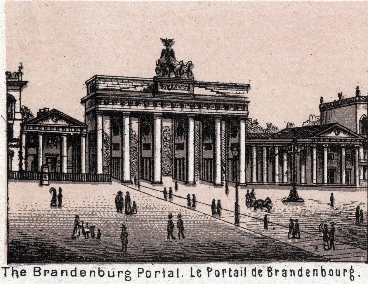 Berlín, Německo: pohled na Braniborský portál. v „“ Svět ilustruje 168 pohledů““ Nedatováno (konec 19. století) od Unknown artist