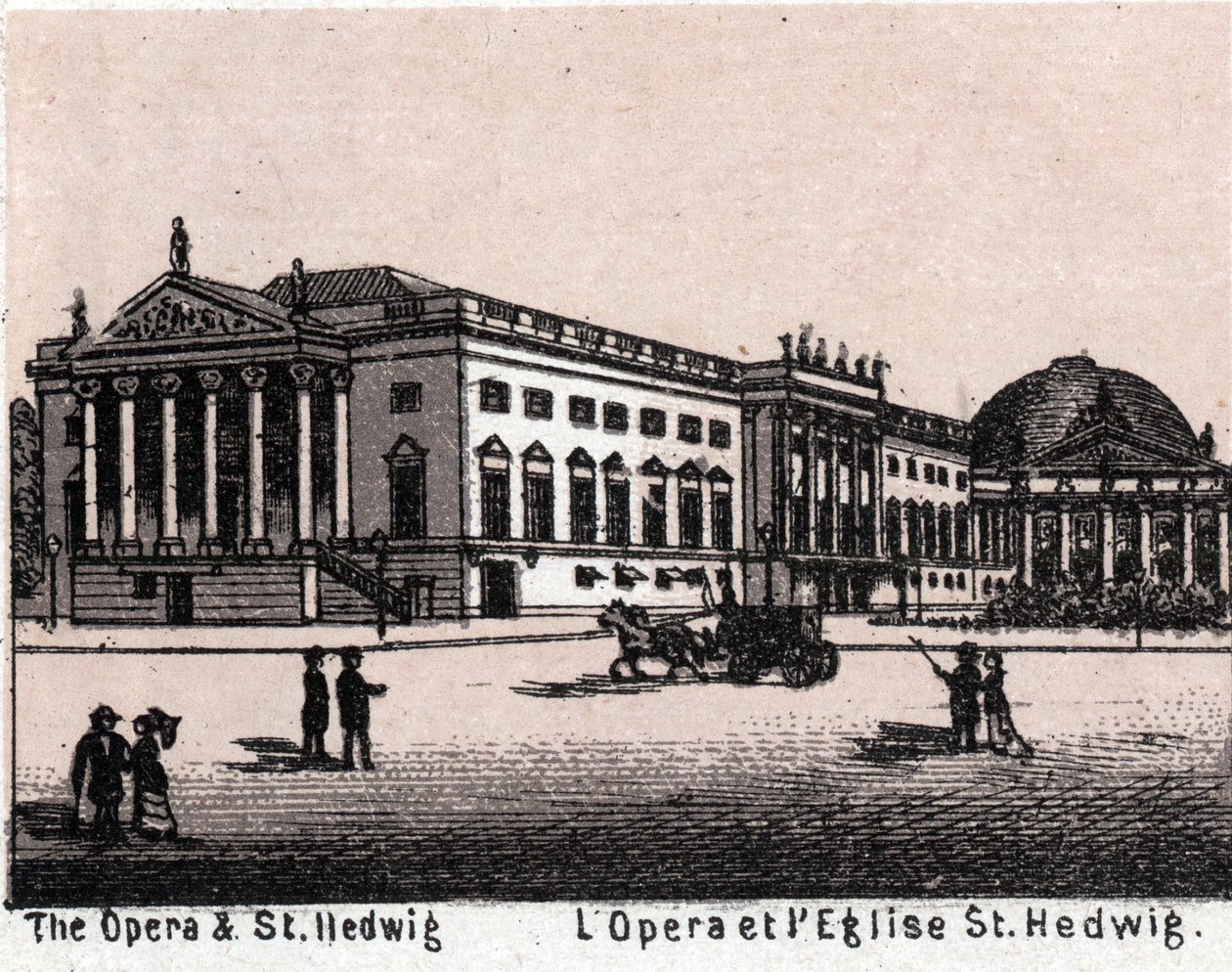 Berlín, Německo: pohled na operu a kostel sv. Hedviky (Opera a svatá Hedvika). v „“ Svět ilustruje 168 pohledů““ Nedatováno (konec 19. století) od Unknown artist