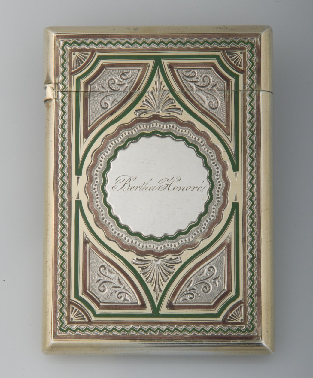 Pouzdro na karty Berthy Palmer, cca 1865, mincovní stříbro, smalt, výrobce neznámý od Unknown artist